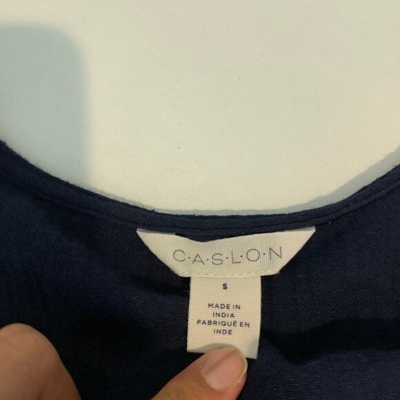 Caslon Dress Womens S Small Navy Cotton Gauzy Tiered Sleeveless Tiered Midi - Picture 9 of 12